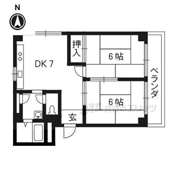 ＫＧビル 501｜京都府宇治市小倉町老ノ木(賃貸マンション2DK・5階・55.00㎡)の写真 その2