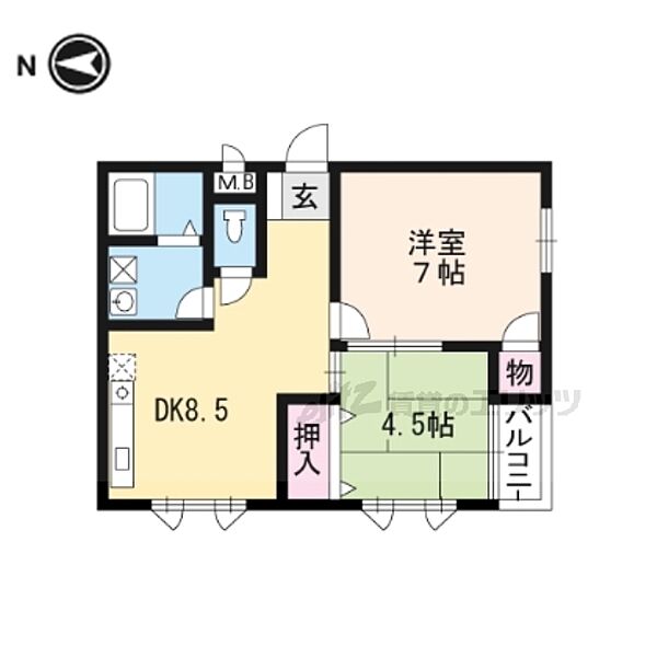 京都府京都市山科区音羽沢町(賃貸マンション2DK・3階・42.26㎡)の写真 その2