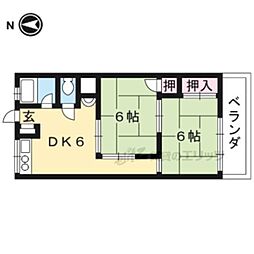 コーポラス城南 2DKの間取図画像