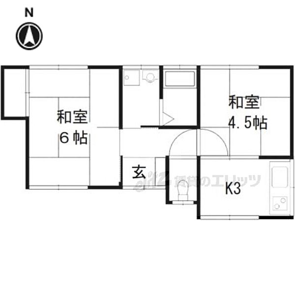 玉井（定）貸家 ｜京都府京都市伏見区向島立河原町(賃貸一戸建2K・2階・33.95㎡)の写真 その2