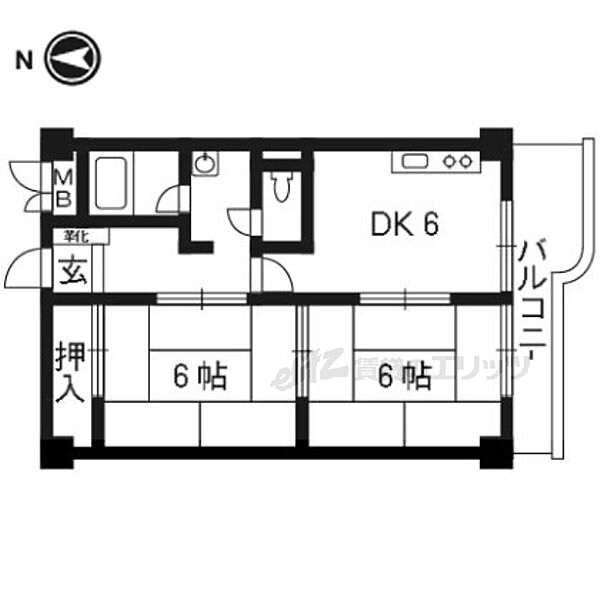 パールハイツイナリ 2007｜京都府京都市伏見区深草一ノ坪町(賃貸マンション2DK・2階・40.50㎡)の写真 その2