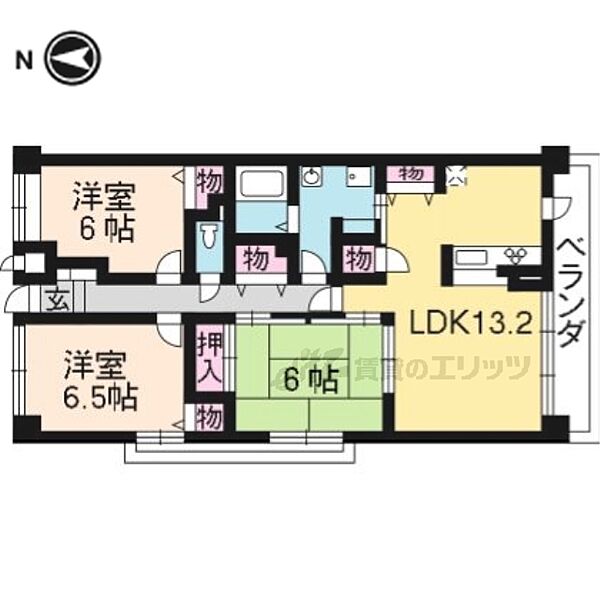 グランＫ’ｓ－ジオ 401｜京都府宇治市伊勢田町中山(賃貸マンション3LDK・4階・71.84㎡)の写真 その2