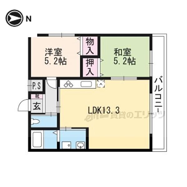 京都府京都市伏見区深草綿森町(賃貸マンション2LDK・1階・53.00㎡)の写真 その2