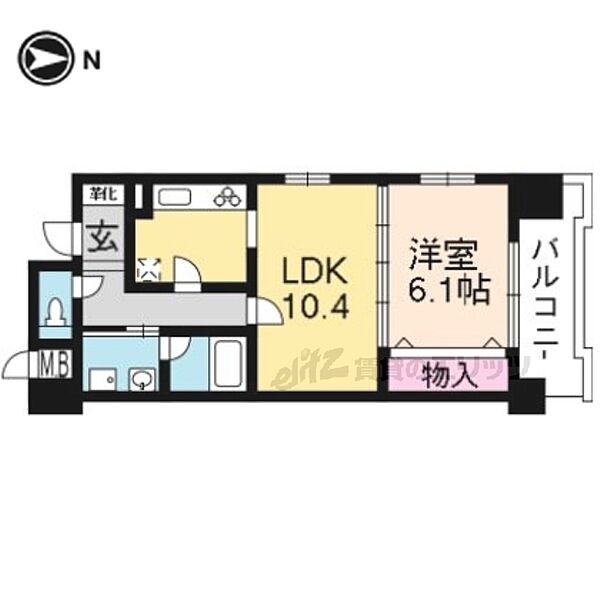 京都府京都市山科区東野中井ノ上町(賃貸マンション1LDK・4階・43.42㎡)の写真 その2