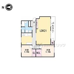 阪急京都本線 長岡天神駅 徒歩10分の賃貸マンション 3階2LDKの間取り