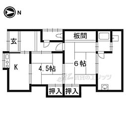 京阪宇治線 観月橋駅 徒歩11分の賃貸一戸建て 1階2Kの間取り