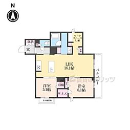近鉄京都線 伏見駅 徒歩5分の賃貸アパート 3階2LDKの間取り