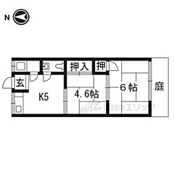 JR東海道・山陽本線 長岡京駅 徒歩4分の賃貸アパート 2階2Kの間取り