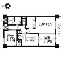 阪急京都本線 長岡天神駅 徒歩25分の賃貸マンション 1階3LDKの間取り