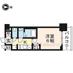 プレサンスTHE KYOTO東福寺EAST 6階1Kの間取り