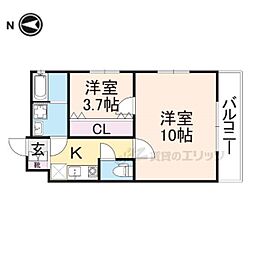 JR東海道・山陽本線 長岡京駅 徒歩30分の賃貸マンション 3階1LDKの間取り