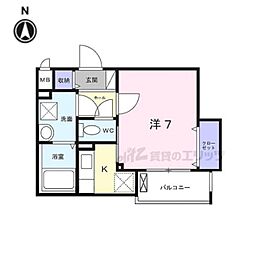 サンレーベ東垣外 2階1Kの間取り