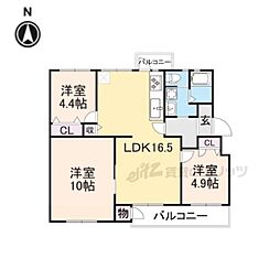 阪急京都本線 長岡天神駅 徒歩7分の賃貸マンション 4階3LDKの間取り