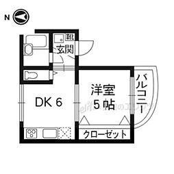 JR東海道・山陽本線 長岡京駅 徒歩5分の賃貸マンション 3階1DKの間取り