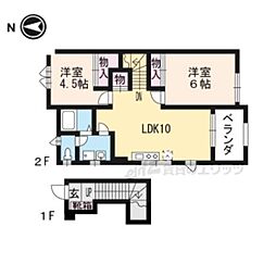 ノースヴィレッジ 2階1LDKの間取り