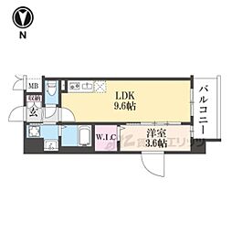 ソルテラス京都JUJO薫 6階1LDKの間取り