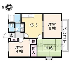 京都地下鉄東西線 醍醐駅 徒歩6分の賃貸アパート 2階3DKの間取り