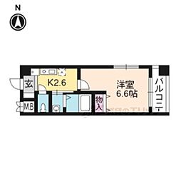 京都市営烏丸線 竹田駅 徒歩8分の賃貸マンション 1階1Kの間取り