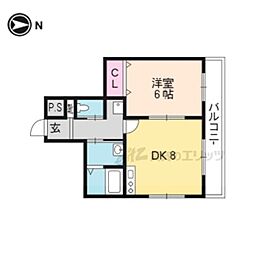 京阪本線 藤森駅 徒歩4分の賃貸マンション 1階1DKの間取り