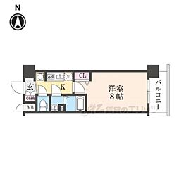 京都市営烏丸線 十条駅 徒歩4分の賃貸マンション 4階1Kの間取り