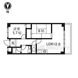 ディアコート竹田 2階2LDKの間取り