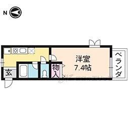京阪本線 藤森駅 徒歩4分の賃貸マンション 2階1Kの間取り