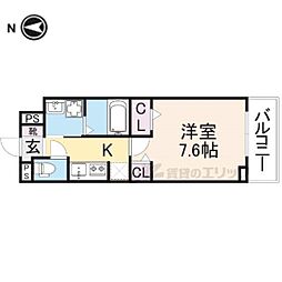 JR東海道・山陽本線 西大路駅 徒歩22分の賃貸アパート 1階1Kの間取り