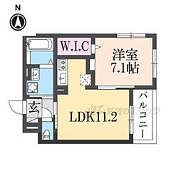 シャルマン唐橋南II 3階1LDKの間取り