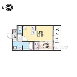 アドバンス京都リエートII 3階1LDKの間取り