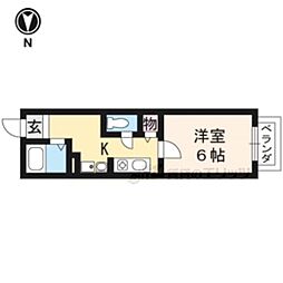 近鉄京都線 近鉄丹波橋駅 徒歩8分の賃貸アパート 1階1Kの間取り