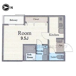 京都地下鉄東西線 椥辻駅 徒歩6分の賃貸アパート 2階1Kの間取り