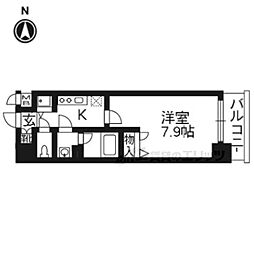 近鉄京都線 東寺駅 徒歩9分の賃貸マンション 3階1Kの間取り