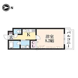 京阪本線 墨染駅 徒歩10分の賃貸マンション 地下1階1Kの間取り