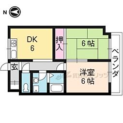 広野ハイツ 2DKの間取図画像