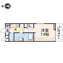 グリーンハイツ向日 1Kの間取図画像