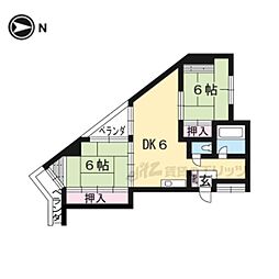 第2ロイヤルハイツ和田 2DKの間取図画像