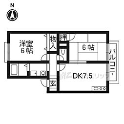 TタウンD棟 2DKの間取図画像