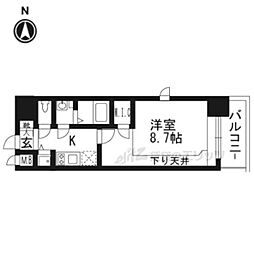 プレサンス京都鴨川 1Kの間取図画像
