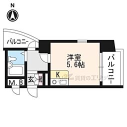 朝日プラザ深草 ワンルームの間取図画像