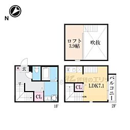 ハーモニーテラス淀新町II 1Kの間取図画像