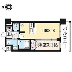 プレサンスTHEKYOTO粋都 1LDKの間取図画像