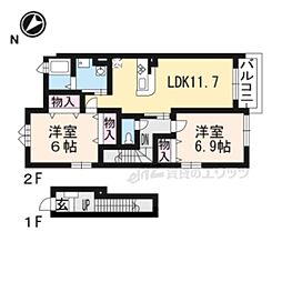 ディアコート 2LDKの間取図画像