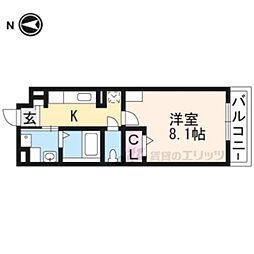 ディアコート山科 1Kの間取図画像
