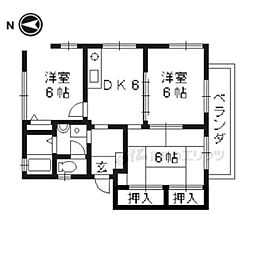 ウエストサイドタウンA棟 3DKの間取図画像
