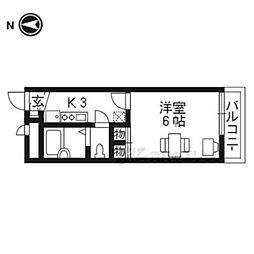 レオパレス宇治伊勢田 1Kの間取図画像