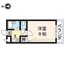 ラナイ・ハイム北花山 1Kの間取図画像