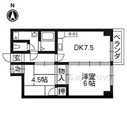 アムス桃山 2DKの間取図画像