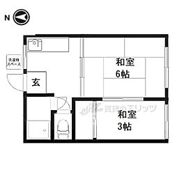 四ノ宮ハイツ 2DKの間取図画像