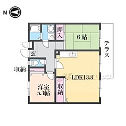 ソレイユ三宅2 2LDKの間取図画像