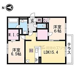 セジュールオッツGT長岡京 2LDKの間取図画像